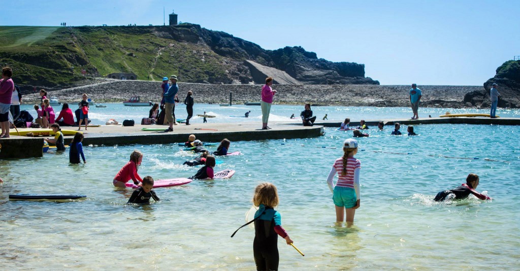 Children Playing In Bude Sea